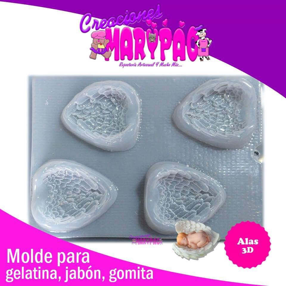 Molde Alas 3d Para Bebe Acostado Jabon Gelatina ángel - Creaciones Marypao