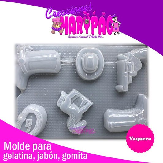 Molde Para Jabón Vaquero Bota Sombrero Gomita Gelatina - Creaciones Marypao