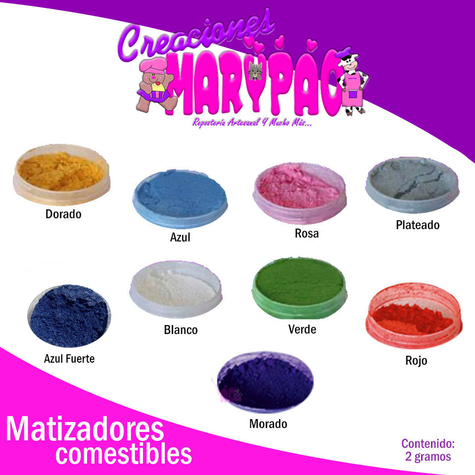 Matizadores Comestibles Color A Elegir 2 gramos - Creaciones Marypao