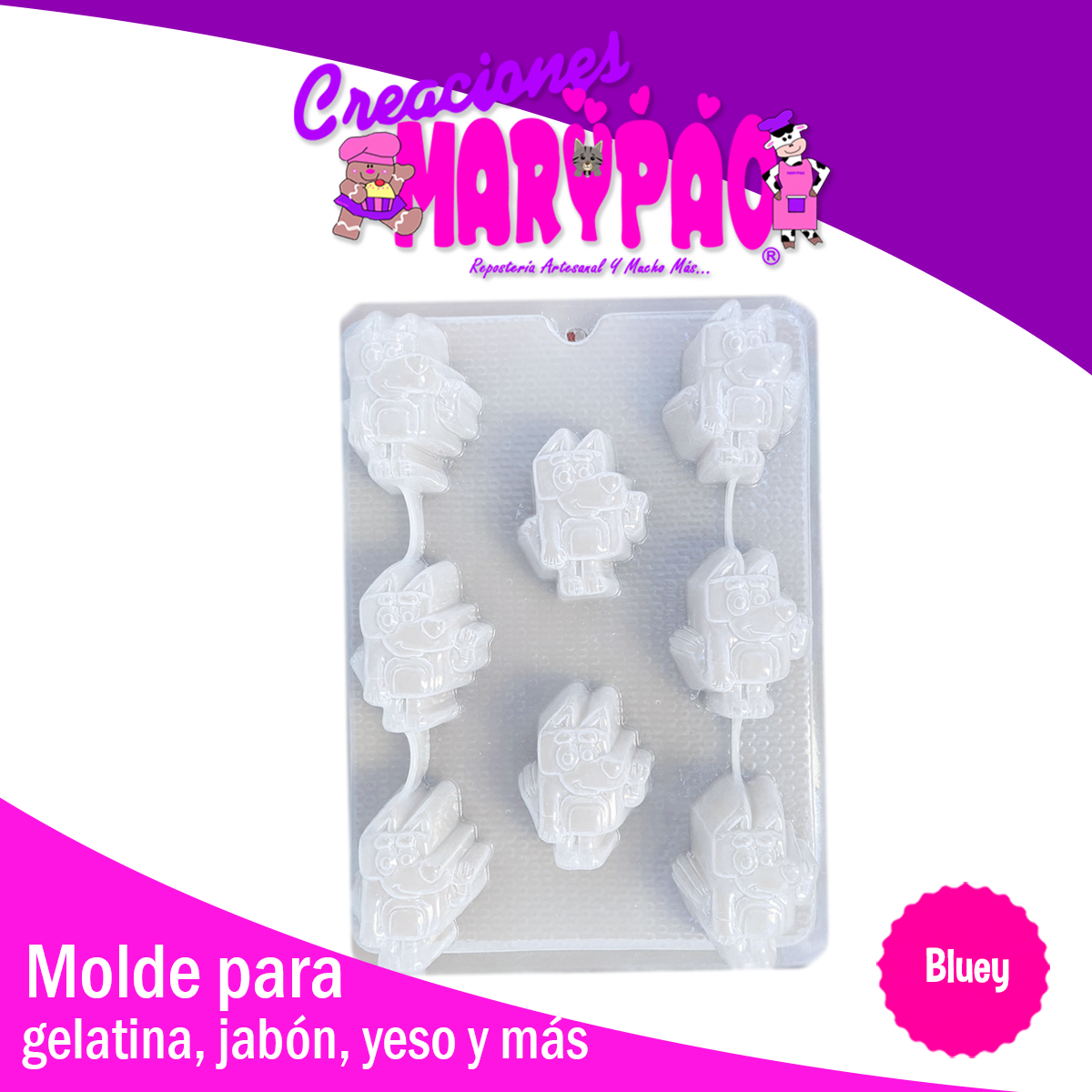 Molde Bluey Perrito Gelatinas Jabones Figuras de Yeso