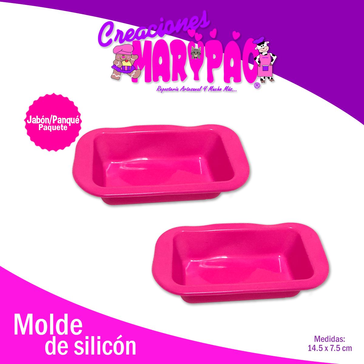 Moldes de Silicón Panqué / Jabones Barra Rectangular Paquete 2 pzas