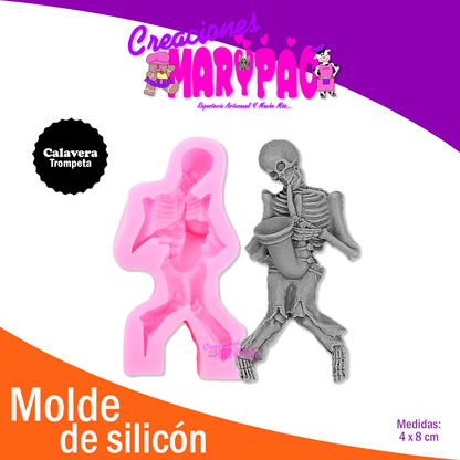 Molde De Silicón Calavera Trompeta Día De Muertos