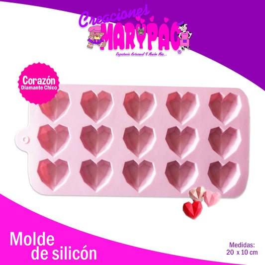 Molde De Silicón Corazón Diamante Chico