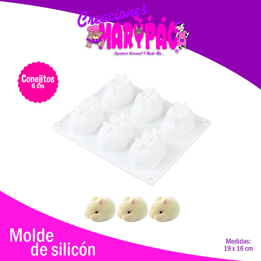 Molde De Silicón Conejitos Pascua 3D 6 cm