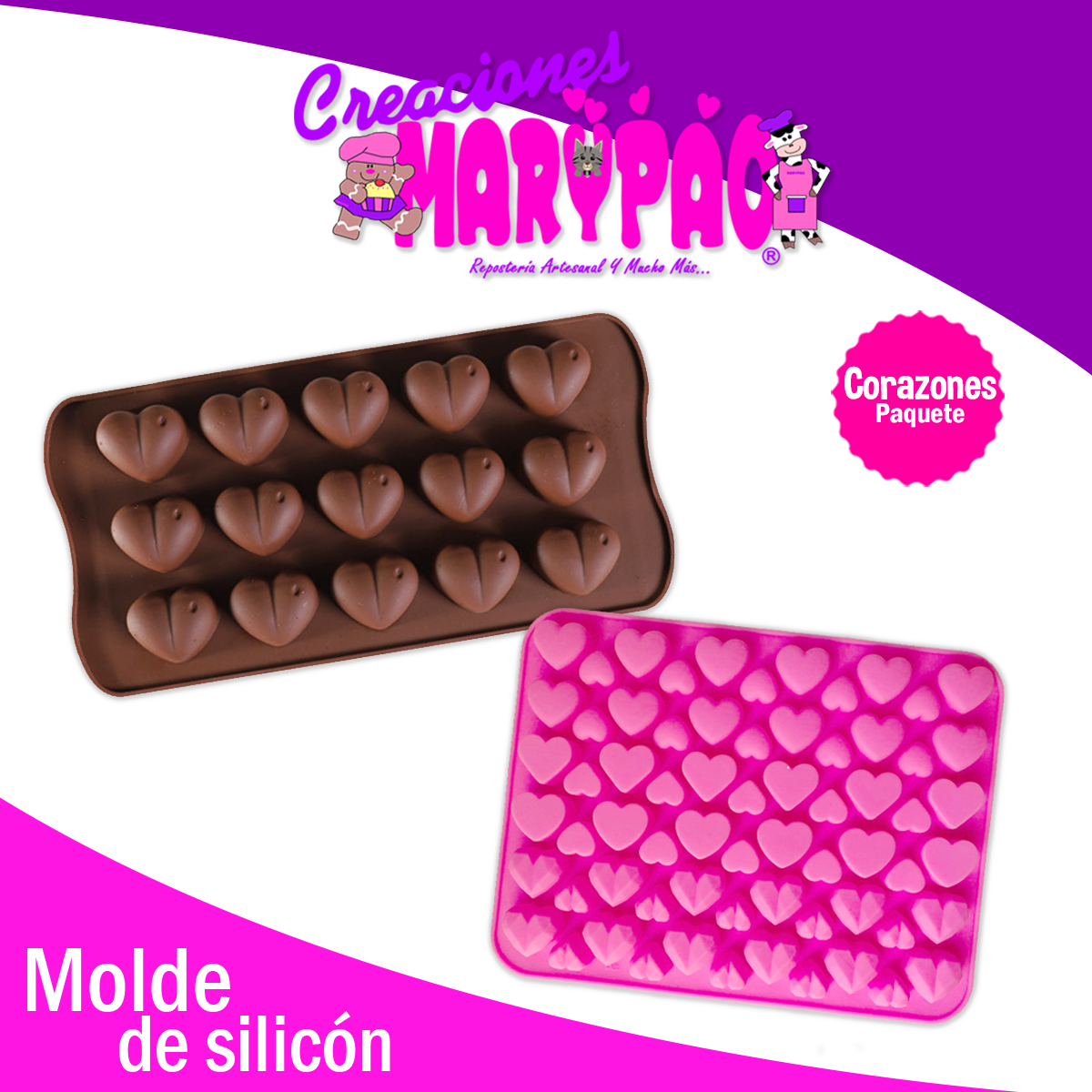 Paquete Moldes De Silicón Corazones - OFERTA