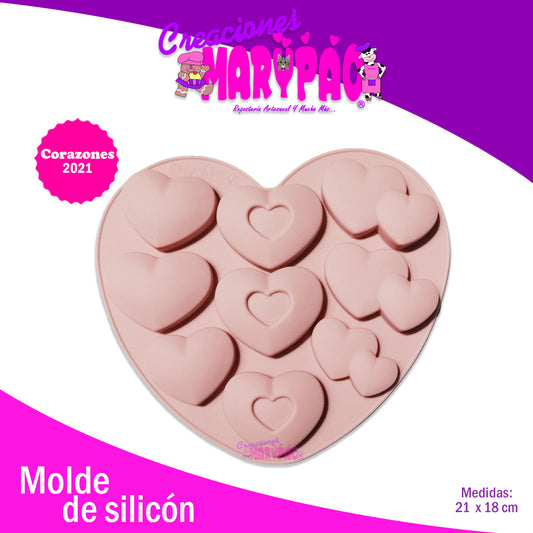Molde De Silicón Corazones Febrero 2021