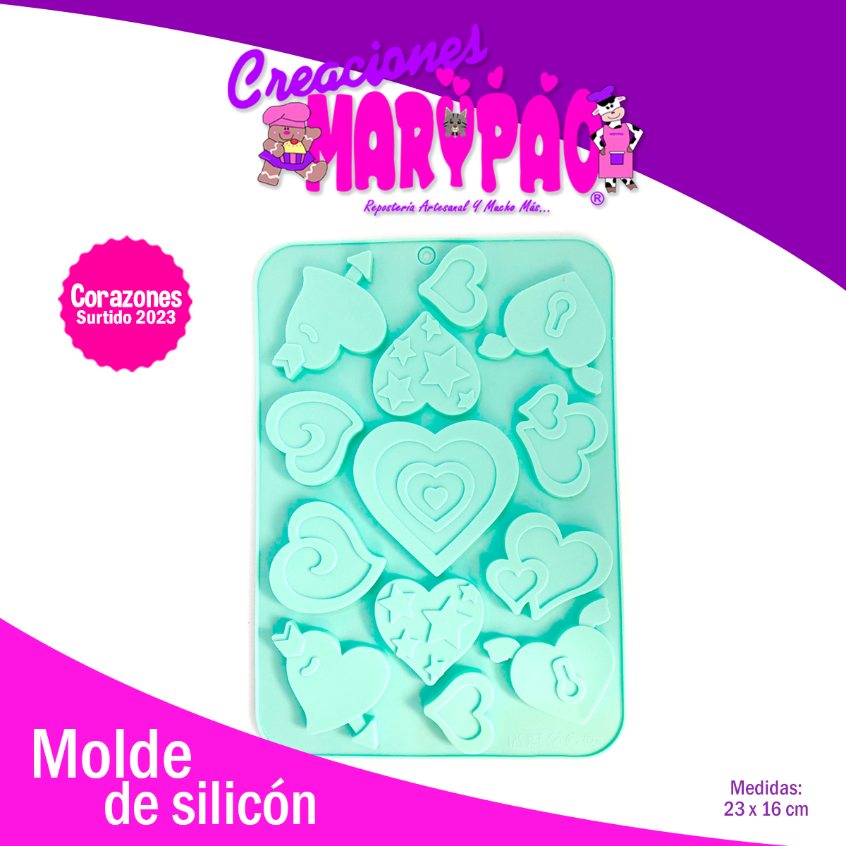 Molde De Silicón Corazones Surtidos Febrero 2023
