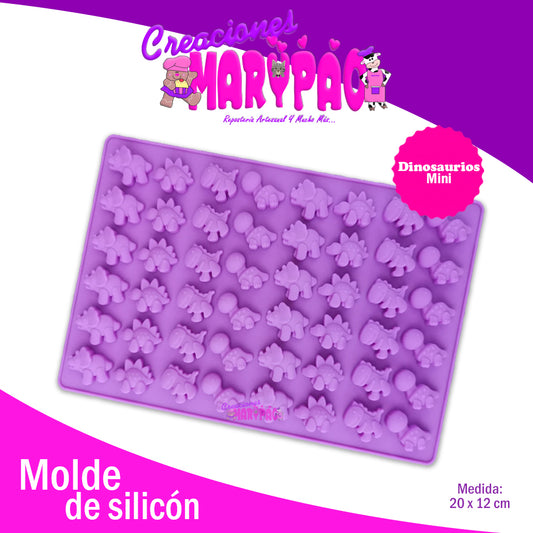 Molde De Silicón Dinosaurios Mini - Creaciones Marypao