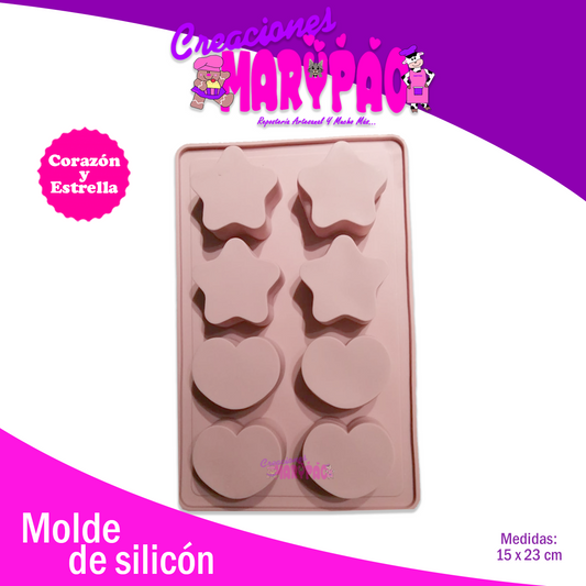 Molde De Silicón Corazones y Estrellas