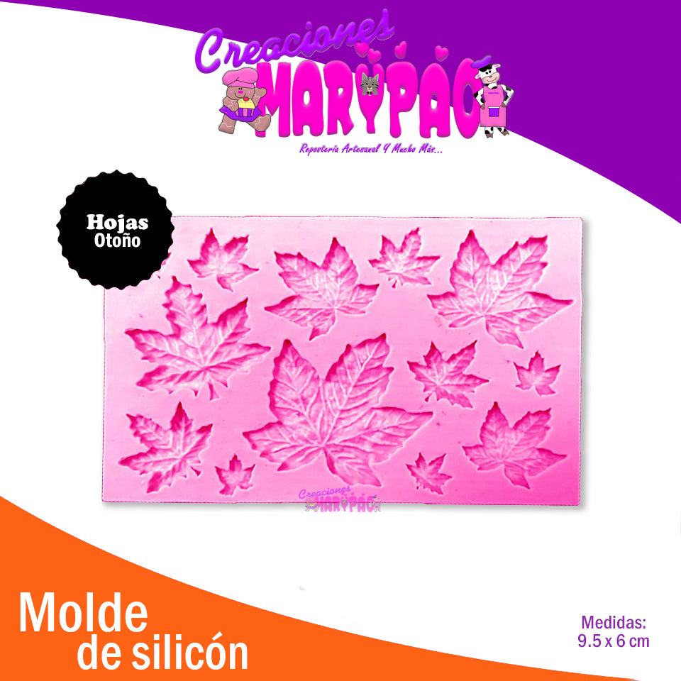 Molde De Silicón Hojas Otoño - Creaciones Marypao