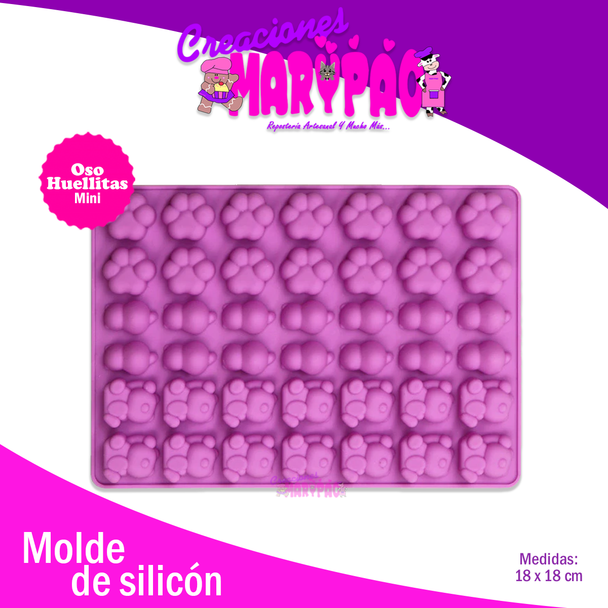 Molde De Silicón Huellitas Ositos Gatitos