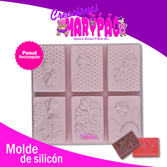 Molde Para Jabones Artesanales Panal De Abeja Miel Rectangular - Creaciones Marypao