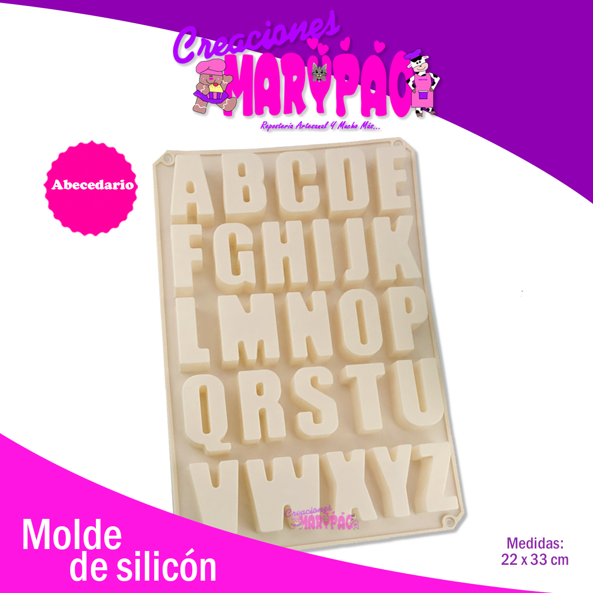 Molde Silicón Abecedario Letras Jumbo - Creaciones Marypao