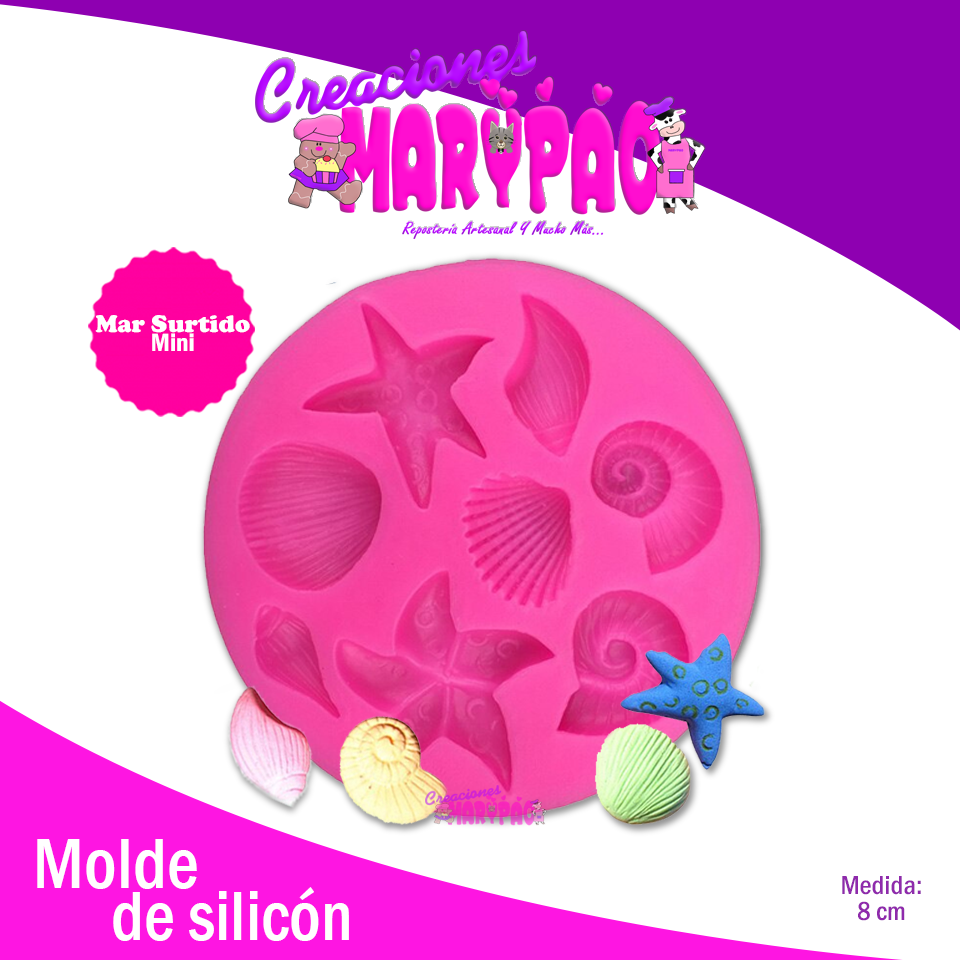 Molde Silicón Mar Conchas Estrellas Caracoles Mini - Creaciones Marypao