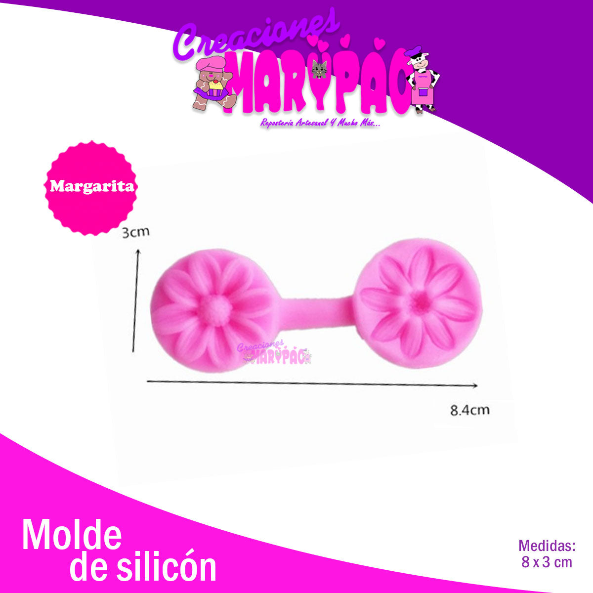 Molde De Silicón Margarita Flores Fondant