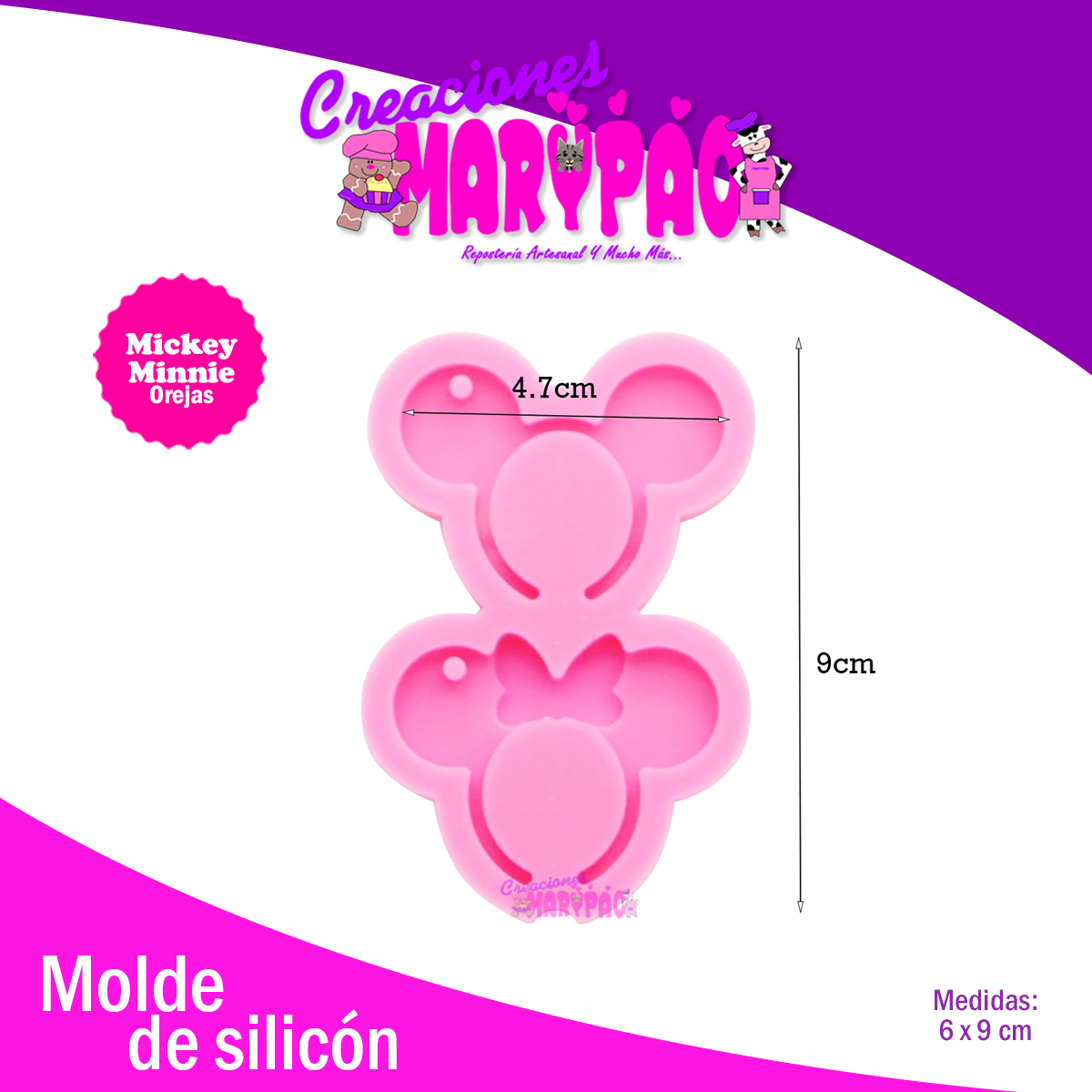 Molde De Silicón Mickey y Minnie Orejas Silueta