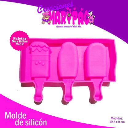 Molde De Silicón Paletas Tipo Magnum Mini Surtidas Mod.2