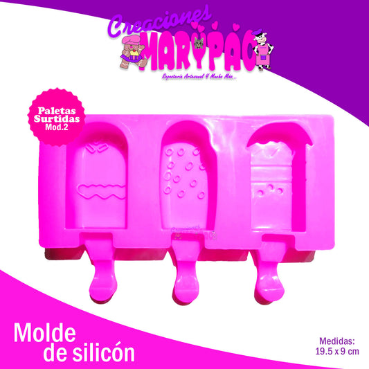 Molde De Silicón Paletas Tipo Magnum Mini Surtidas Mod.2