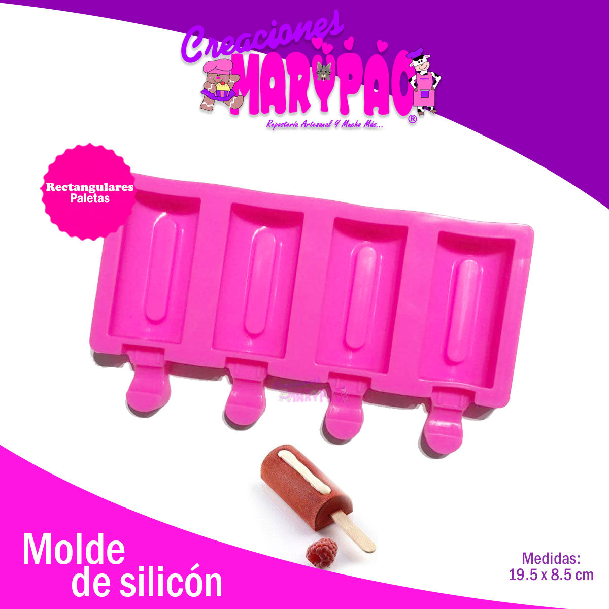 Molde De Silicón Paletas Rectangulares Tipo Magnum