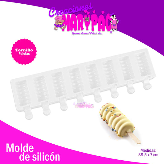 Molde De Silicón Paletas Tornillo Tipo Magnum