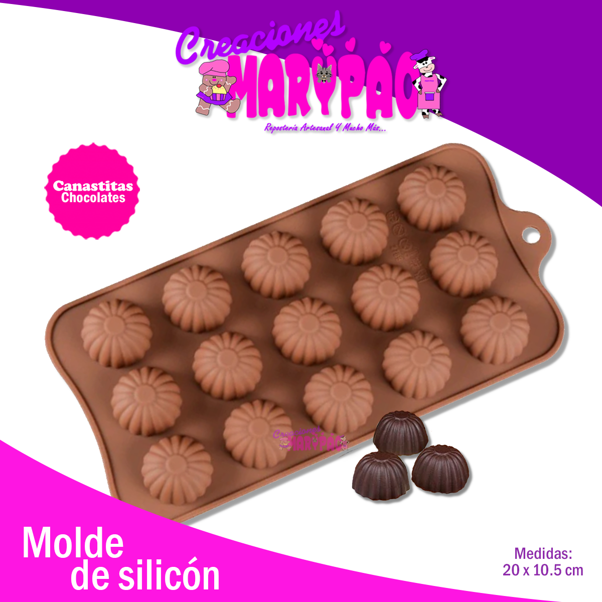 Molde De Silicón Canastitas Para Chocolates - Creaciones Marypao