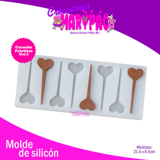 Molde De Silicón Para Chocolates Corazones Paletitas Para Decorar Pasteles Mod.6
