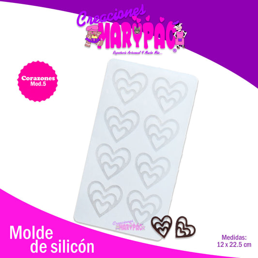 Molde De Silicón Para Chocolates Corazones Para Decorar Pasteles Mod.5