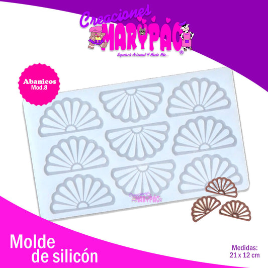 Molde De Silicón Para Chocolates Abanico Para Decorar Pasteles Mod.8