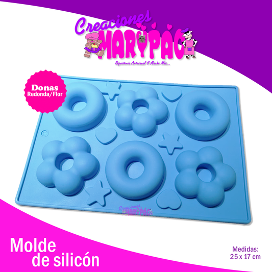 Molde De Silicón Para Donas Forma Tradicional Y Flor