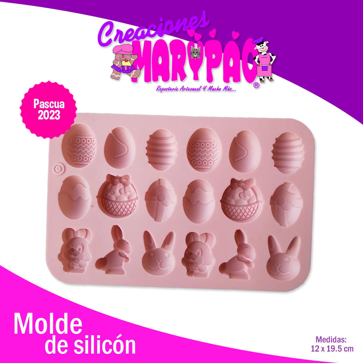 Molde De Silicón Pascua Conejo Huevitos Chocolates Jabones 2023