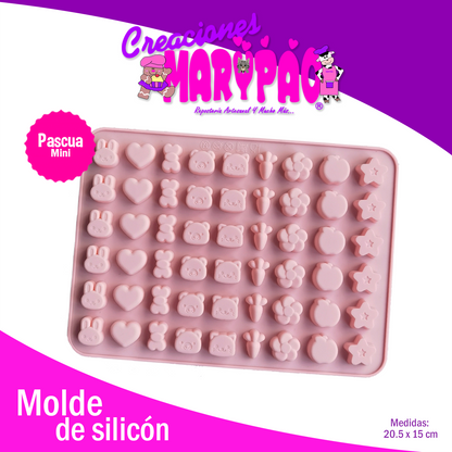 Molde De Silicón Pascua Mini Conejo Zanahoria Gatito