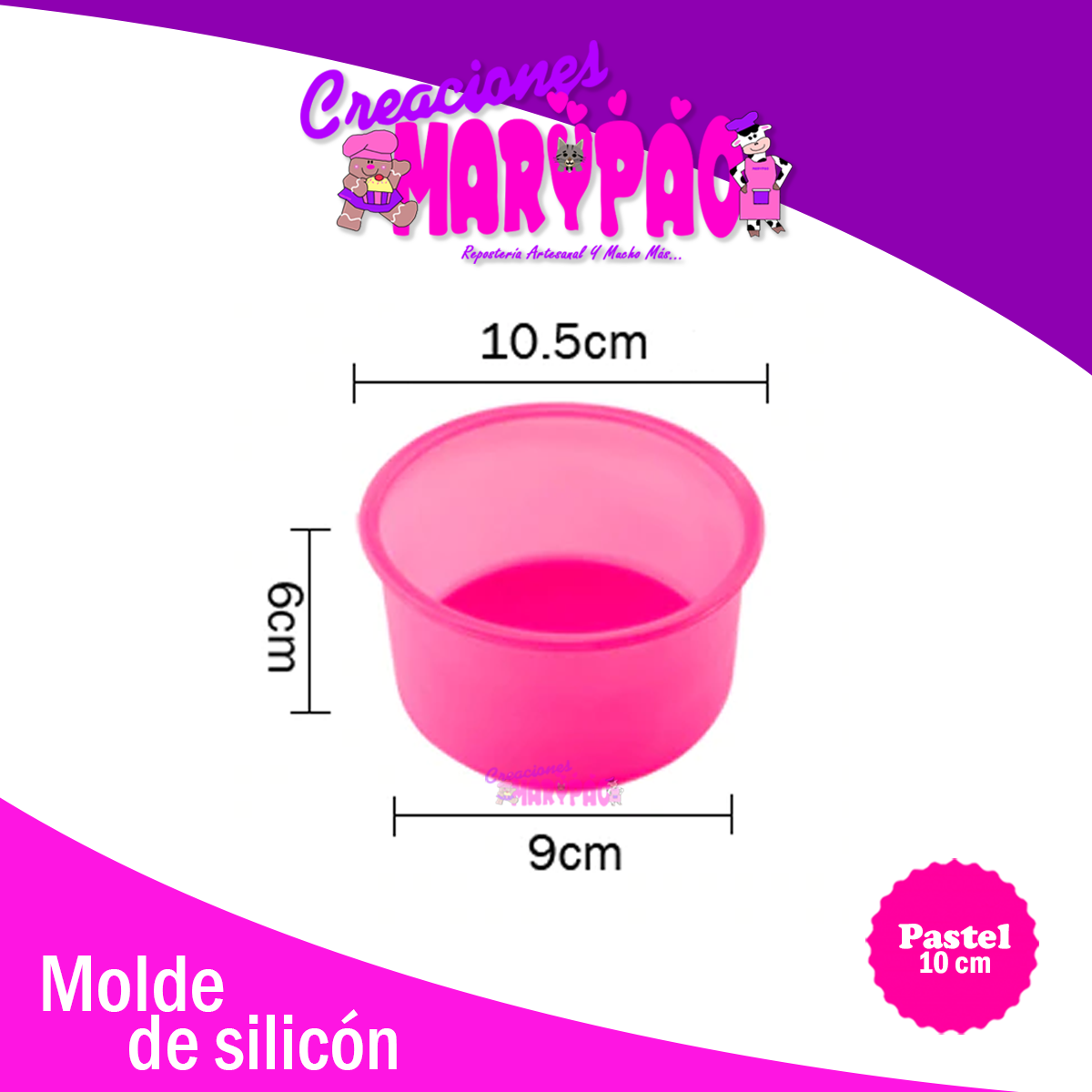 Molde De Silicón Redondo Para Pasteles 10 cm Antiadherente - Creaciones Marypao