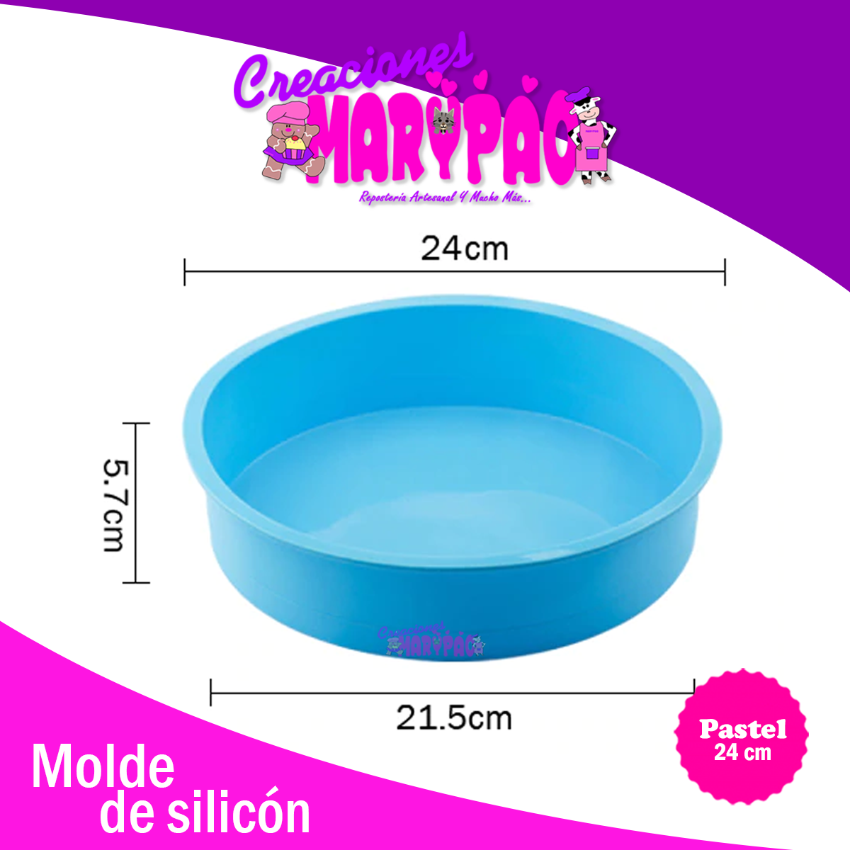 Molde De Silicón Redondo Para Pasteles 24 cm Antiadherente - Creaciones Marypao