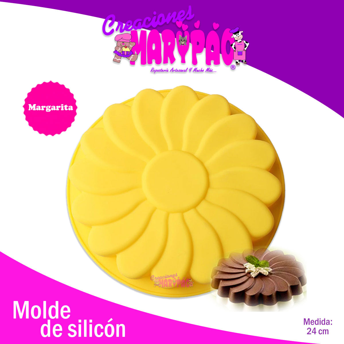 Molde De Silicón Margarita Flor Para Pay Gelatinas