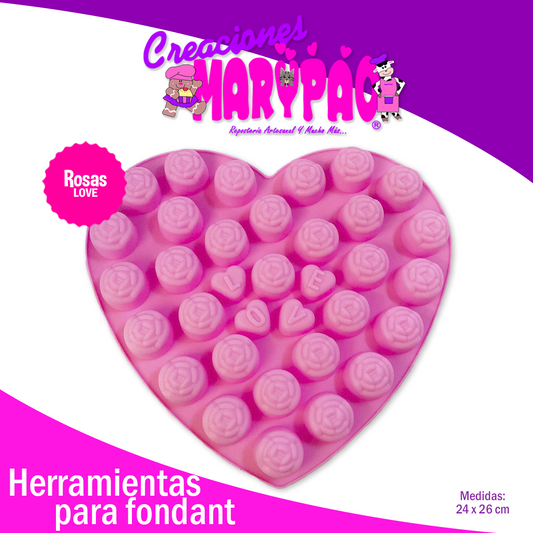 Molde De Silicón Rosas Love Corazón