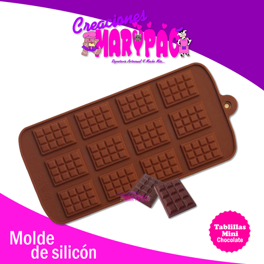 Molde De Silicón Tablillas Chocolate Chicas - Creaciones Marypao