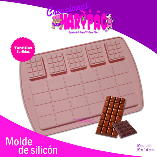 Molde De Silicón Tablillas Chocolate Grande Y Chicas