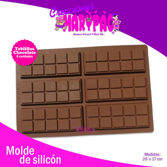 Molde De Silicón Tablillas Chocolate 6 Cavidades