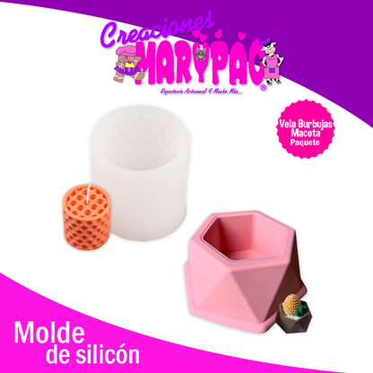 Moldes De Silicón Para Velas Burbujas y Macetas Suculentas