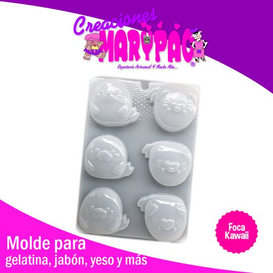 Molde Foca Kawaii Jabones Gelatinas Figuras de Yeso