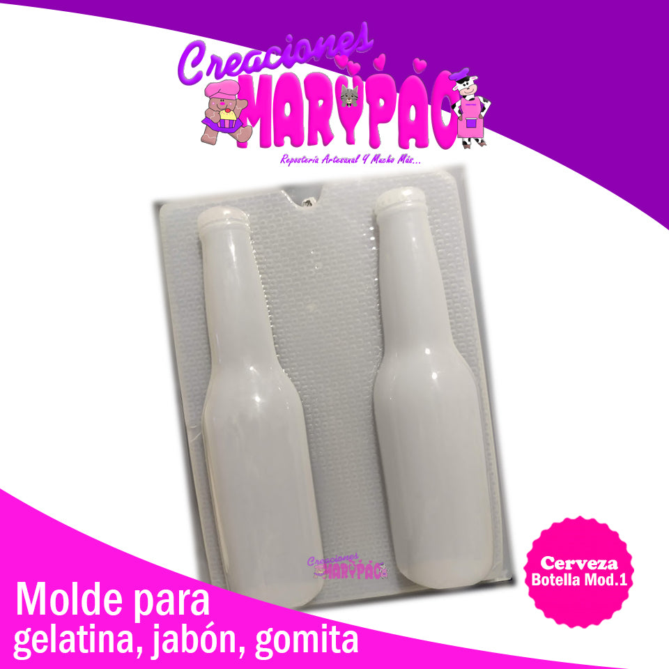 Molde Botella Cerveza Mod.1 Gelatina Resina Yeso - Creaciones Marypao