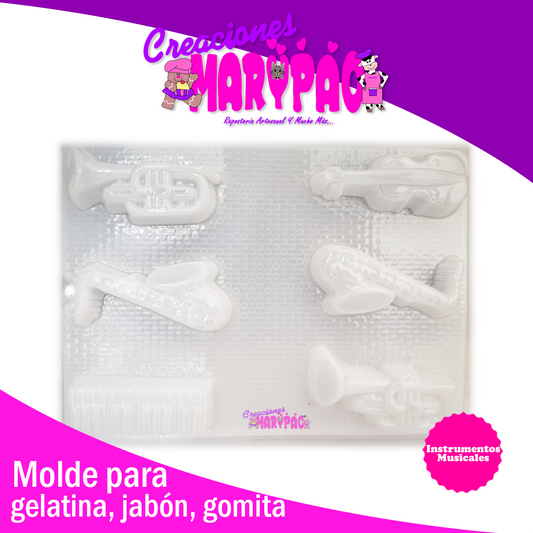 Molde Instrumentos Musicales Jabon Gomita Chocolate - Creaciones Marypao