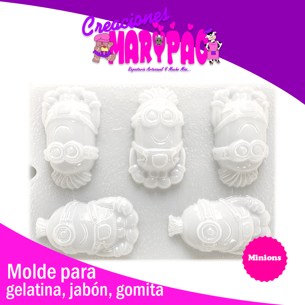 Molde Minions Jabón Gelatina Resina Yeso - Creaciones Marypao