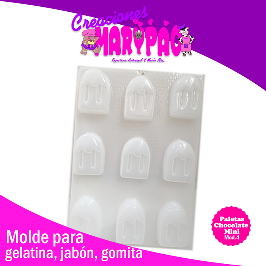 Molde Paletas Con Chocolate Mini Jabón Gelatina Resina Yeso Mod.4 - Creaciones Marypao