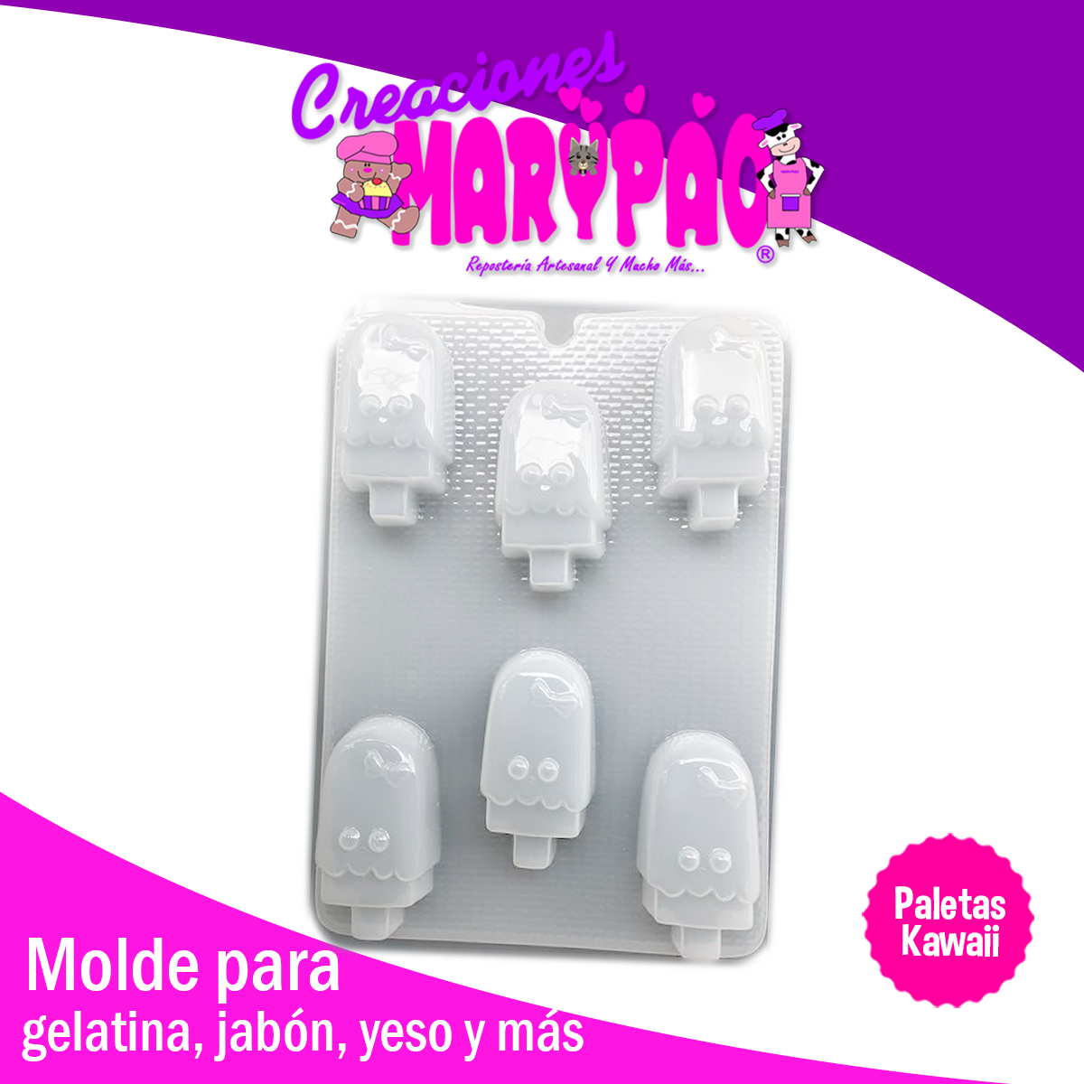 Molde Paletas Kawaii Gelatinas Jabones Figuras de Yeso