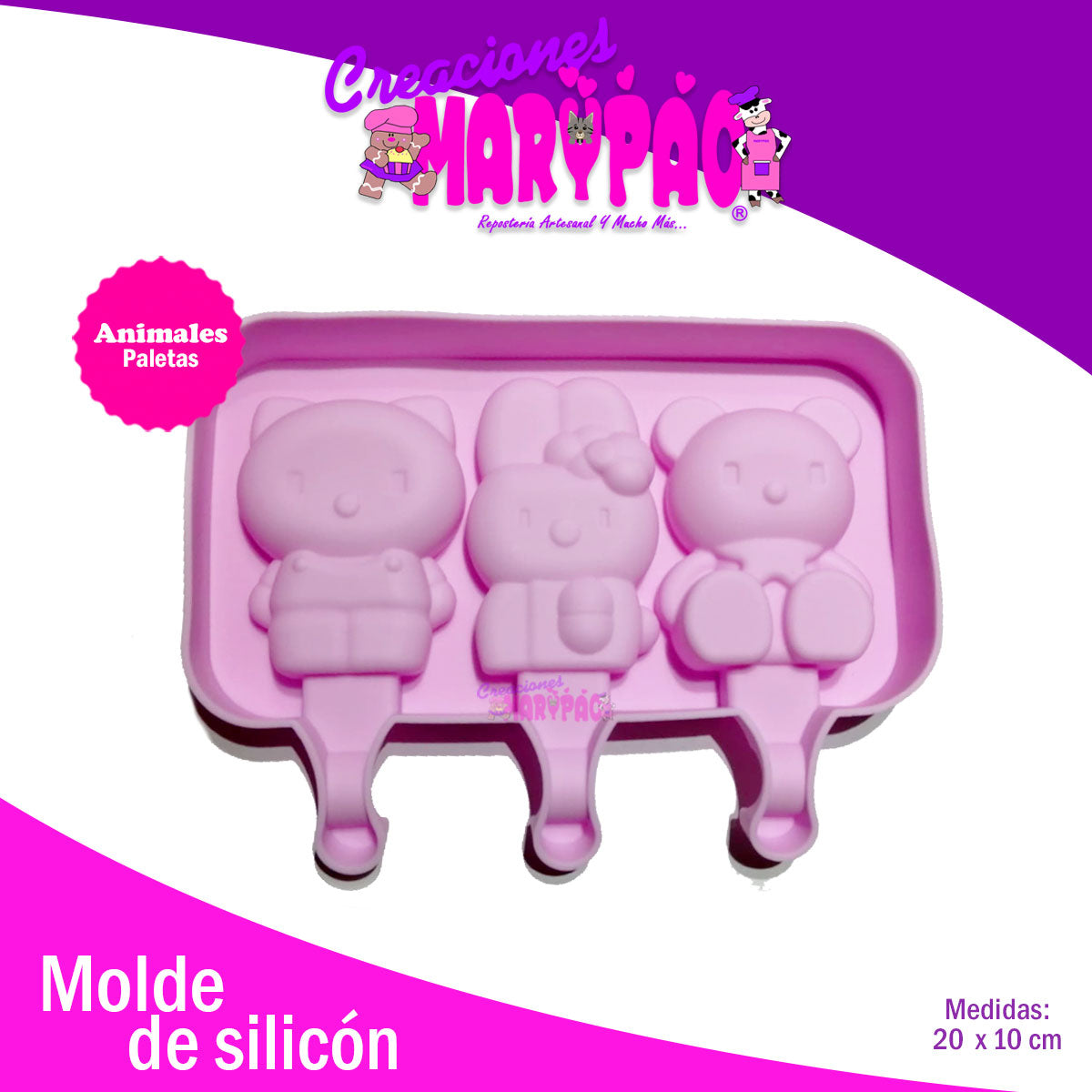 Molde De Silicón Paletas Animalitos Tipo Magnum