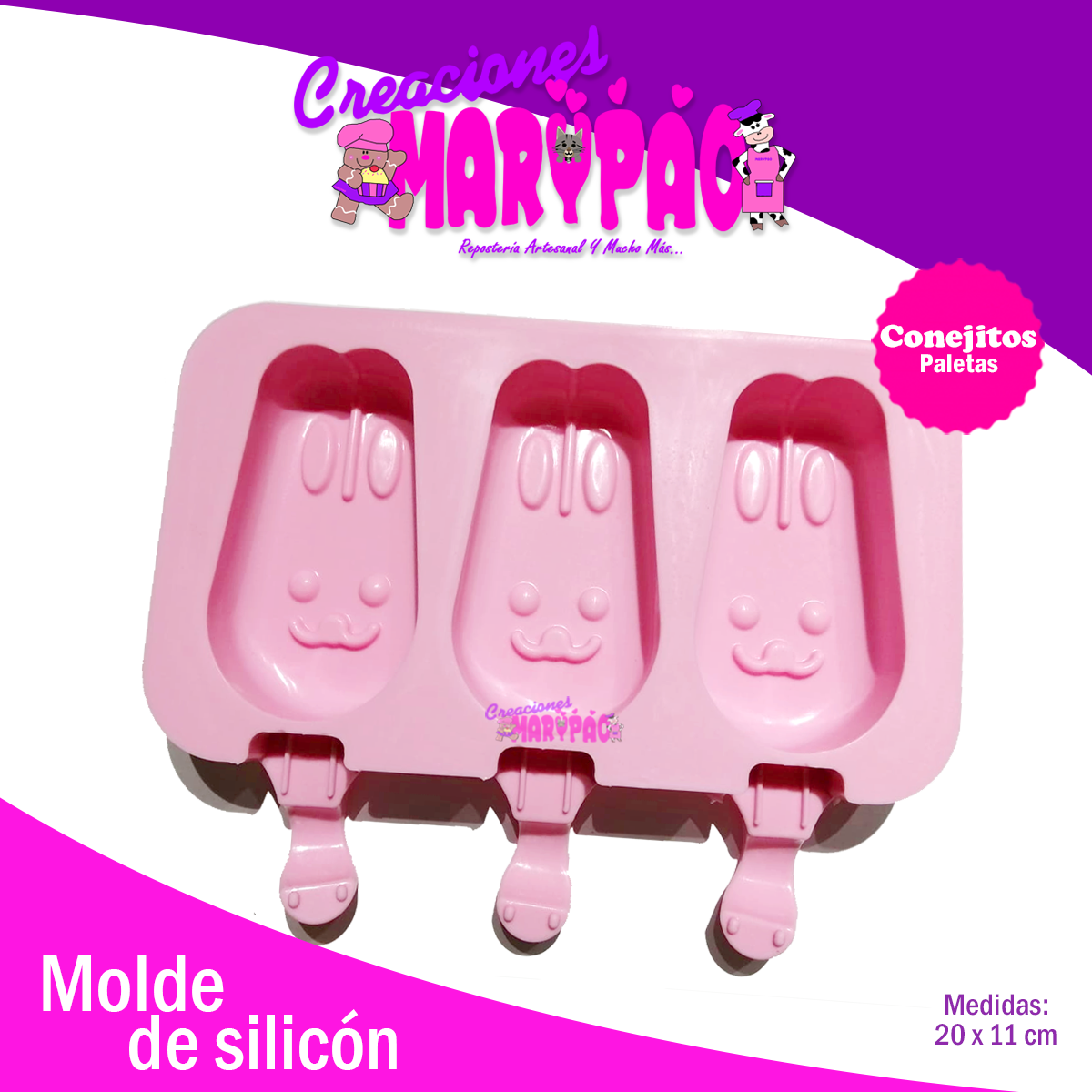 Molde De Silicón Mini Magnum Conejito - Creaciones Marypao