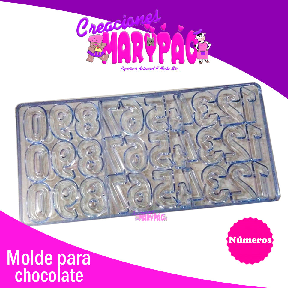 Molde Chocolate Policarbonato Numeros - Creaciones Marypao