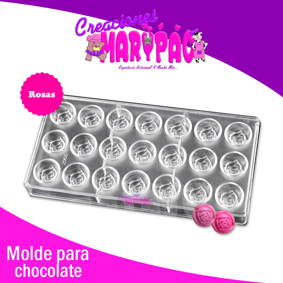 Molde Chocolate Policarbonato Rosas - Creaciones Marypao