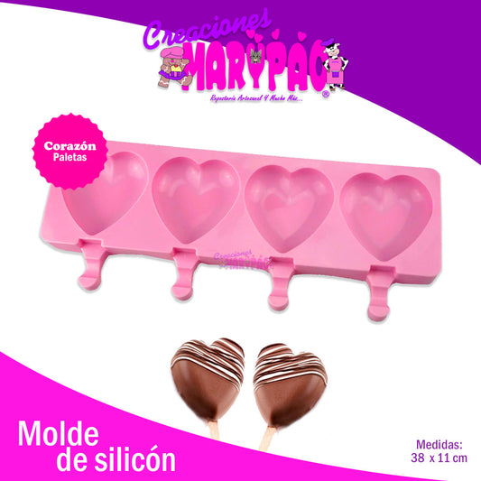 Molde De Silicón Paletas Corazón